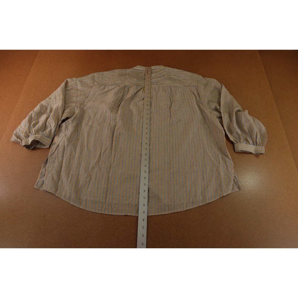 Gap Womens Size XL Khaki Tan Striped Sheer Long Sleeve Button-Front Shirt NWT - Picture 8 of 10